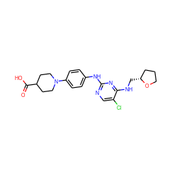 O=C(O)C1CCN(c2ccc(Nc3ncc(Cl)c(NC[C@@H]4CCCO4)n3)cc2)CC1 ZINC000299851683