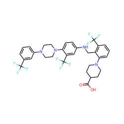 O=C(O)C1CCN(c2cccc(C(F)(F)F)c2CNc2ccc(N3CCN(c4cccc(C(F)(F)F)c4)CC3)c(C(F)(F)F)c2)CC1 ZINC000037858359