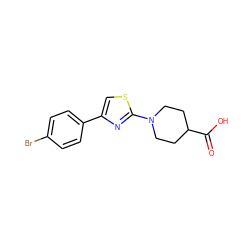 O=C(O)C1CCN(c2nc(-c3ccc(Br)cc3)cs2)CC1 ZINC000003671450