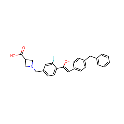 O=C(O)C1CN(Cc2ccc(-c3cc4ccc(Cc5ccccc5)cc4o3)c(F)c2)C1 ZINC000066097495