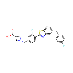 O=C(O)C1CN(Cc2ccc(-c3nc4cc(Cc5ccc(F)cc5)ccc4s3)c(F)c2)C1 ZINC000066073815