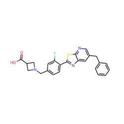 O=C(O)C1CN(Cc2ccc(-c3nc4cc(Cc5ccccc5)cnc4s3)c(F)c2)C1 ZINC000066113247