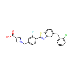 O=C(O)C1CN(Cc2ccc(-c3nc4cc(Cc5ccccc5Cl)ccc4s3)c(F)c2)C1 ZINC000066105052