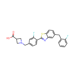 O=C(O)C1CN(Cc2ccc(-c3nc4cc(Cc5ccccc5F)ccc4s3)c(F)c2)C1 ZINC000066098695