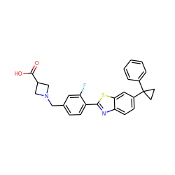 O=C(O)C1CN(Cc2ccc(-c3nc4ccc(C5(c6ccccc6)CC5)cc4s3)c(F)c2)C1 ZINC000066099031