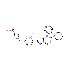 O=C(O)C1CN(Cc2ccc(-c3nc4ccc(C5(c6ccccc6)CCCCC5)nc4s3)c(F)c2)C1 ZINC000066099029