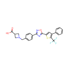 O=C(O)C1CN(Cc2ccc(-c3noc(-c4cc(-c5ccccc5)c(C(F)(F)F)s4)n3)cc2)C1 ZINC000013586601