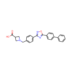 O=C(O)C1CN(Cc2ccc(-c3noc(-c4ccc(-c5ccccc5)cc4)n3)cc2)C1 ZINC000013673900