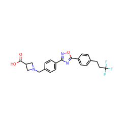 O=C(O)C1CN(Cc2ccc(-c3noc(-c4ccc(CCC(F)(F)F)cc4)n3)cc2)C1 ZINC000013673902