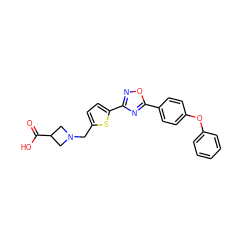 O=C(O)C1CN(Cc2ccc(-c3noc(-c4ccc(Oc5ccccc5)cc4)n3)s2)C1 ZINC000073258726