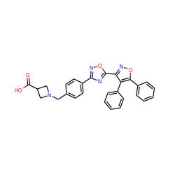 O=C(O)C1CN(Cc2ccc(-c3noc(-c4noc(-c5ccccc5)c4-c4ccccc4)n3)cc2)C1 ZINC000140604744