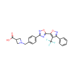 O=C(O)C1CN(Cc2ccc(-c3noc(-c4onc(-c5ccccc5)c4C(F)(F)F)n3)cc2)C1 ZINC000068250850