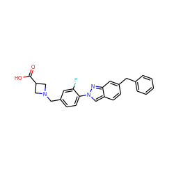 O=C(O)C1CN(Cc2ccc(-n3cc4ccc(Cc5ccccc5)cc4n3)c(F)c2)C1 ZINC000066098692