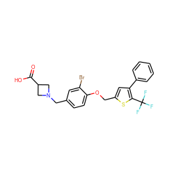 O=C(O)C1CN(Cc2ccc(OCc3cc(-c4ccccc4)c(C(F)(F)F)s3)c(Br)c2)C1 ZINC000028638329