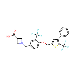 O=C(O)C1CN(Cc2ccc(OCc3cc(-c4ccccc4)c(C(F)(F)F)s3)c(C(F)(F)F)c2)C1 ZINC000013586604