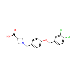 O=C(O)C1CN(Cc2ccc(OCc3ccc(Cl)c(Cl)c3)cc2)C1 ZINC000143565982