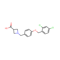 O=C(O)C1CN(Cc2ccc(OCc3ccc(Cl)cc3Cl)cc2)C1 ZINC000063539287