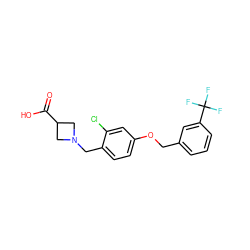 O=C(O)C1CN(Cc2ccc(OCc3cccc(C(F)(F)F)c3)cc2Cl)C1 ZINC000063540346