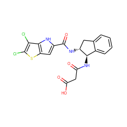 O=C(O)CC(=O)N[C@@H]1c2ccccc2C[C@H]1NC(=O)c1cc2sc(Cl)c(Cl)c2[nH]1 ZINC000038460926