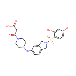 O=C(O)CC(=O)N1CCC(Nc2ccc3c(c2)CN(S(=O)(=O)c2ccc(O)cc2O)C3)CC1 ZINC001772579788