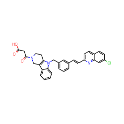 O=C(O)CC(=O)N1CCc2c(c3ccccc3n2Cc2cccc(/C=C/c3ccc4ccc(Cl)cc4n3)c2)C1 ZINC000043121017