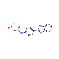 O=C(O)CC(=O)Nc1ccc(-c2nc3ccccc3[nH]2)cc1 ZINC000299832427