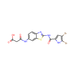 O=C(O)CC(=O)Nc1ccc2nc(NC(=O)c3cc(Br)c(Br)[nH]3)sc2c1 ZINC001772597120