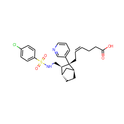 O=C(O)CC/C=C\C[C@@]1(c2cccnc2)[C@H]2CC[C@@H](C2)[C@H]1CNS(=O)(=O)c1ccc(Cl)cc1 ZINC000100021697