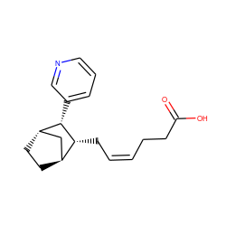 O=C(O)CC/C=C\C[C@@H]1[C@H]2CC[C@@H](C2)[C@@H]1c1cccnc1 ZINC000100021549