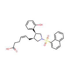 O=C(O)CC/C=C\C[C@@H]1CN(S(=O)(=O)c2cccc3ccccc23)C[C@@H]1c1ccccc1O ZINC000027101545