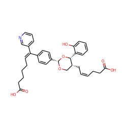 O=C(O)CC/C=C\C[C@@H]1CO[C@H](c2ccc(/C(=C\CCCCC(=O)O)c3cccnc3)cc2)O[C@@H]1c1ccccc1O ZINC000029392328