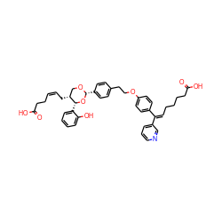 O=C(O)CC/C=C\C[C@@H]1CO[C@H](c2ccc(CCOc3ccc(/C(=C\CCCCC(=O)O)c4cccnc4)cc3)cc2)O[C@@H]1c1ccccc1O ZINC000029393162