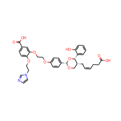 O=C(O)CC/C=C\C[C@@H]1CO[C@H](c2ccc(OCCOc3cc(C(=O)O)ccc3OCCn3ccnc3)cc2)O[C@@H]1c1ccccc1O ZINC000029391643