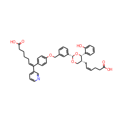 O=C(O)CC/C=C\C[C@@H]1CO[C@H](c2cccc(COc3ccc(/C(=C\CCCCC(=O)O)c4cccnc4)cc3)c2)O[C@@H]1c1ccccc1O ZINC000029393165