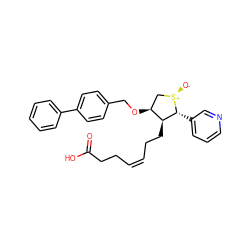 O=C(O)CC/C=C\CC[C@@H]1[C@@H](c2cccnc2)[S@+]([O-])C[C@@H]1OCc1ccc(-c2ccccc2)cc1 ZINC000026177396
