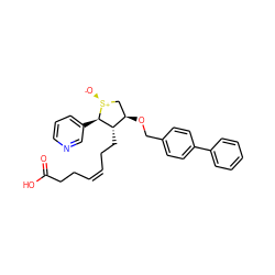 O=C(O)CC/C=C\CC[C@H]1[C@H](OCc2ccc(-c3ccccc3)cc2)C[S@+]([O-])[C@@H]1c1cccnc1 ZINC000026170242