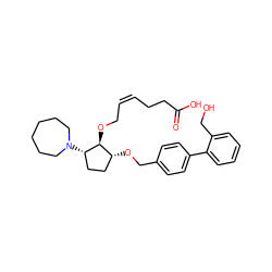 O=C(O)CC/C=C\CO[C@@H]1[C@@H](N2CCCCCC2)CC[C@H]1OCc1ccc(-c2ccccc2CO)cc1 ZINC000027757162