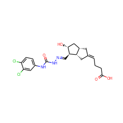 O=C(O)CC/C=C1/C[C@H]2C[C@@H](O)[C@H](/C=N/NC(=O)Nc3ccc(Cl)c(Cl)c3)[C@H]2C1 ZINC000026169107