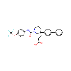 O=C(O)CC[C@@]1(c2ccc(-c3ccccc3)cc2)CCCN(C(=O)Nc2ccc(OC(F)(F)F)cc2)C1 ZINC000049020149