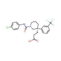 O=C(O)CC[C@@]1(c2cccc(C(F)(F)F)c2)CCCN(C(=O)Nc2ccc(Cl)cc2)C1 ZINC000049015342