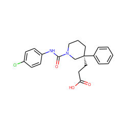 O=C(O)CC[C@@]1(c2ccccc2)CCCN(C(=O)Nc2ccc(Cl)cc2)C1 ZINC000049089848