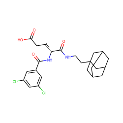 O=C(O)CC[C@@H](NC(=O)c1cc(Cl)cc(Cl)c1)C(=O)NCCC12CC3CC(CC(C3)C1)C2 ZINC000013447342