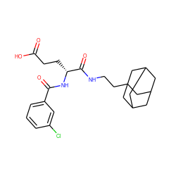 O=C(O)CC[C@@H](NC(=O)c1cccc(Cl)c1)C(=O)NCCC12CC3CC(CC(C3)C1)C2 ZINC000013447339