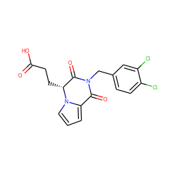 O=C(O)CC[C@@H]1C(=O)N(Cc2ccc(Cl)c(Cl)c2)C(=O)c2cccn21 ZINC000013781427