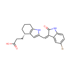 O=C(O)CC[C@@H]1CCCc2[nH]c(/C=C3\C(=O)Nc4ccc(Br)cc43)cc21 ZINC000028704456