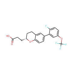 O=C(O)CC[C@@H]1CCc2cc(-c3cc(OC(F)(F)F)ccc3F)ccc2O1 ZINC001772649910