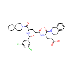 O=C(O)CC[C@H](NC(=O)CC[C@@H](NC(=O)c1cc(Cl)cc(Cl)c1)C(=O)N1CCC2(CCCC2)CC1)C(=O)N1CCc2ccccc2C1 ZINC000029213725