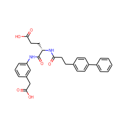 O=C(O)CC[C@H](NC(=O)CCc1ccc(-c2ccccc2)cc1)C(=O)Nc1cccc(CC(=O)O)c1 ZINC000144252282