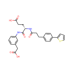 O=C(O)CC[C@H](NC(=O)CCc1ccc(-c2cccs2)cc1)C(=O)Nc1cccc(CC(=O)O)c1 ZINC000144448583