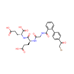 O=C(O)CC[C@H](NC(=O)CNC(=O)c1ccccc1-c1ccc(C(=O)CBr)cc1)C(=O)N[C@H](CCC(=O)O)C(=O)O ZINC000026828623